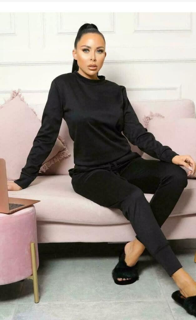 Womens Casual Long Sleeve Lounge Wear Top Bottom Ladies 2 Pc Remzs Fashion